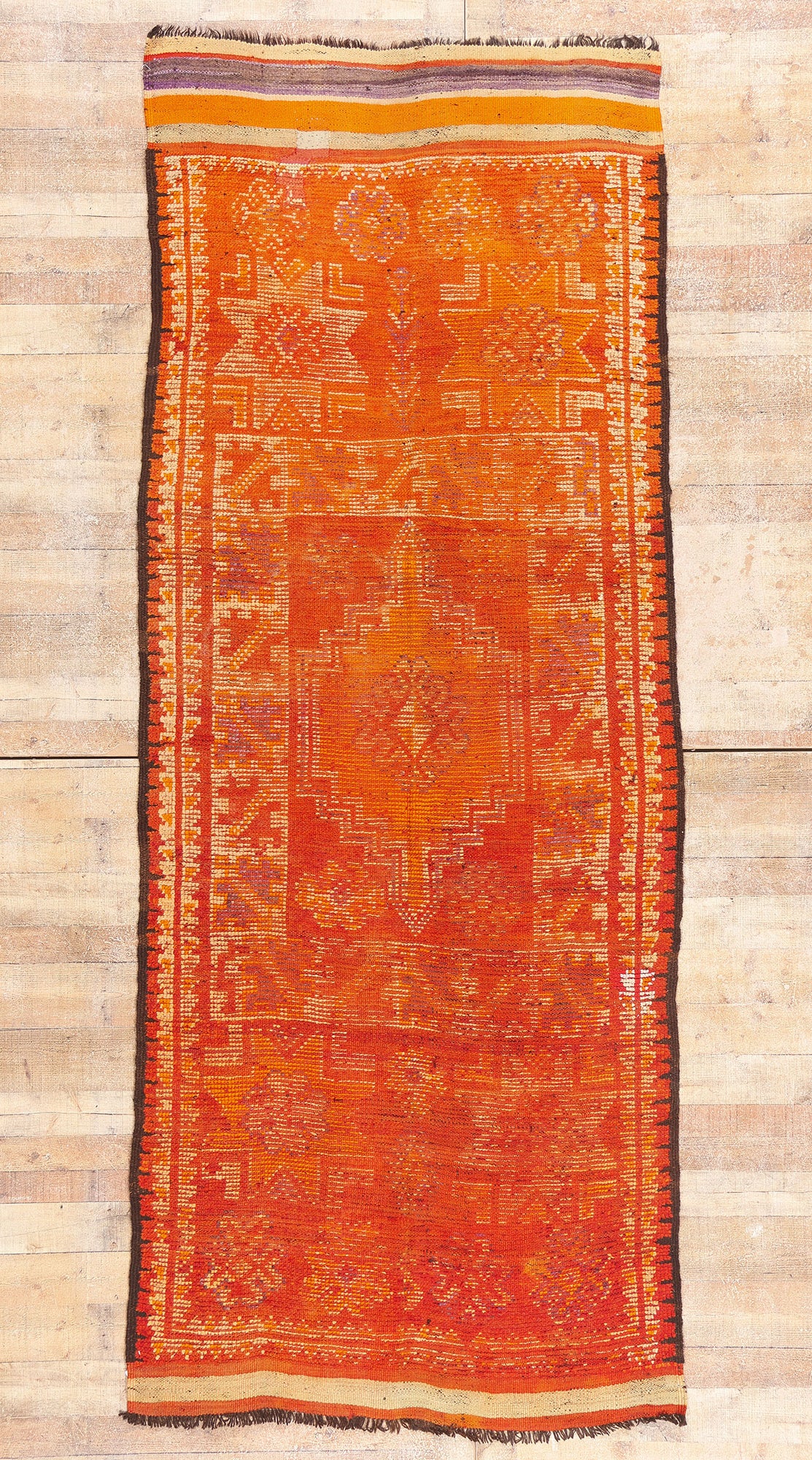 4 x 11 - Orange Vintage Taznakht Moroccan Rug - 90051