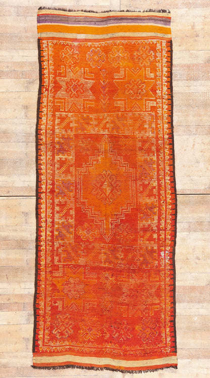 4 x 11 - Orange Vintage Taznakht Moroccan Rug - 90051