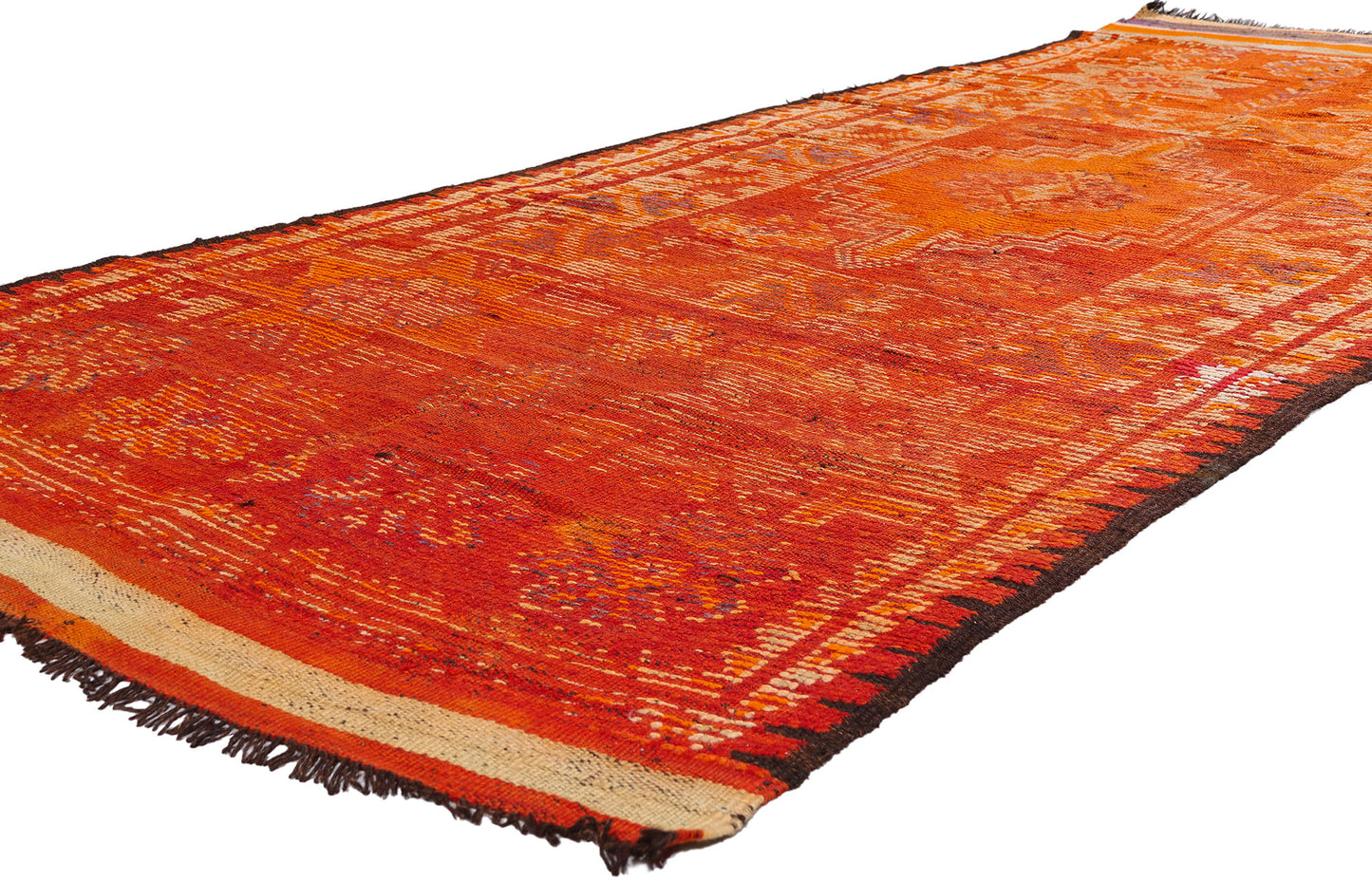 4 x 11 - Orange Vintage Taznakht Moroccan Rug - 90051