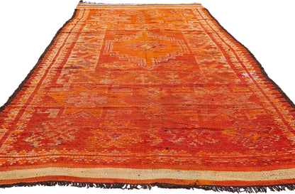 4 x 11 - Orange Vintage Taznakht Moroccan Rug - 90051