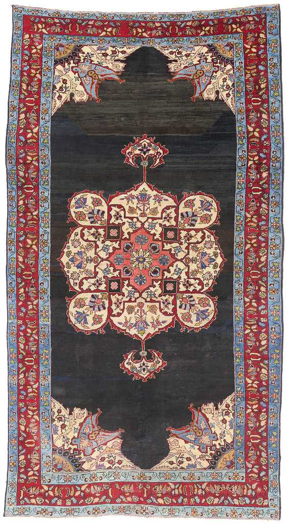 6 x 11 - Black Antique Persian Tabriz Rug - 90058