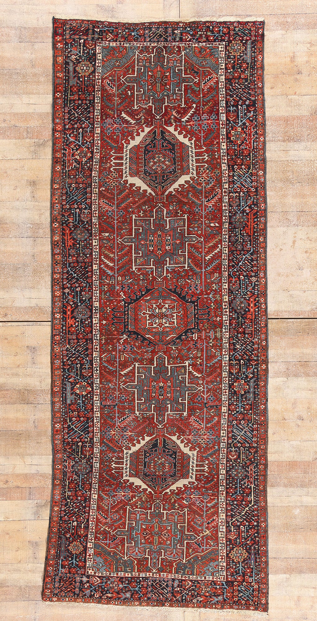 4 x 12 - Red Antique Persian Heriz Rug - 90059