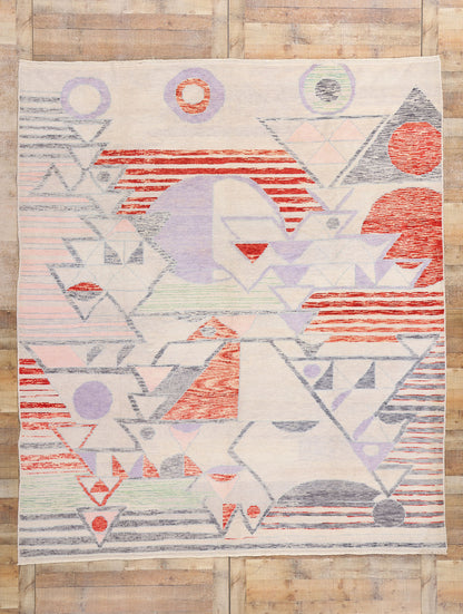 9 x 10 Abstract Strata Turkish Oushak Rug 53982