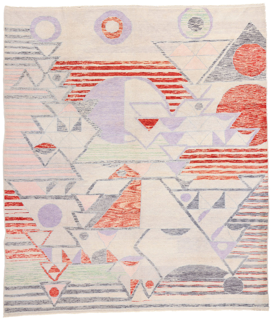 9 x 10 Abstract Strata Turkish Oushak Rug 53982