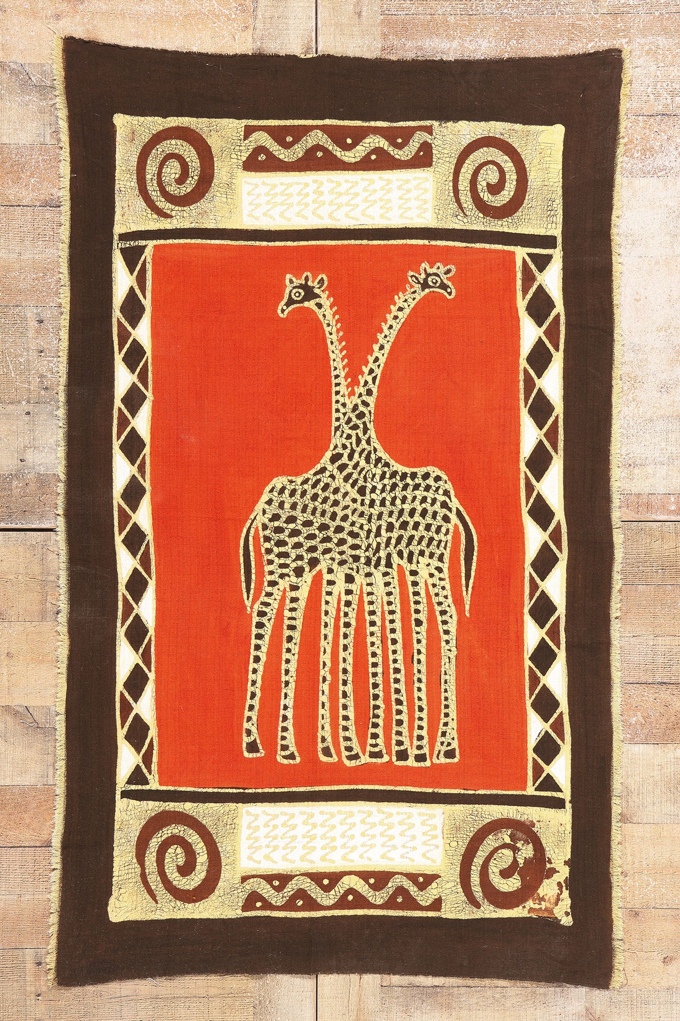 3 x 5 Vintage African Giraffe Batik Tapestry 79089