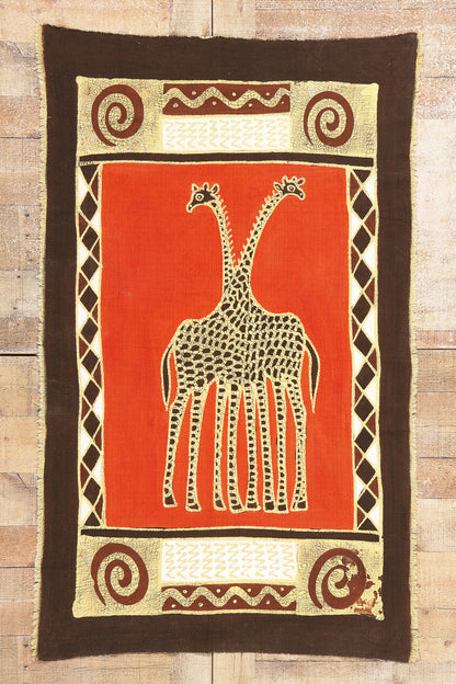 3 x 5 Vintage African Giraffe Batik Tapestry 79089