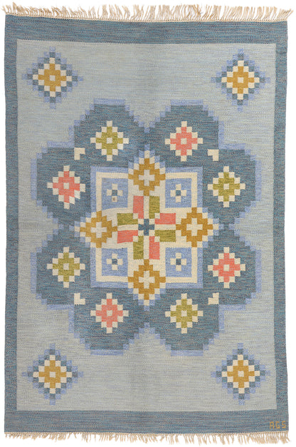 5 x 8 Anna-Greta Sjoqvist Vintage Swedish Rollakan Rug 79060