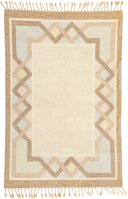 4 x 7 Anna Johanna Angstrom Vintage Swedish Rollakan Rug 78254