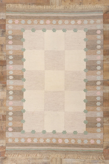 5 x 8 Anna Johanna Angstrom Vintage Swedish Rollakan Rug 79028