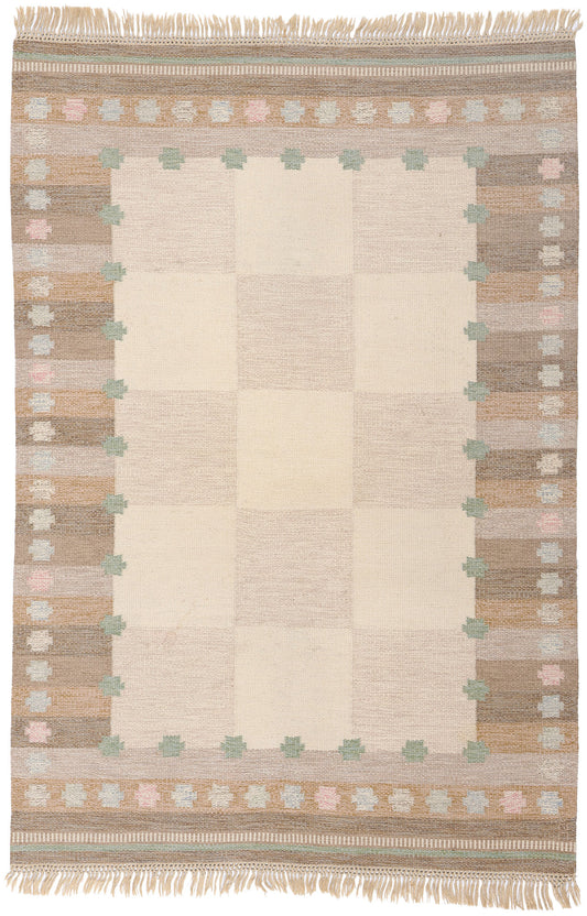 5 x 8 Anna Johanna Angstrom Vintage Swedish Rollakan Rug 79028