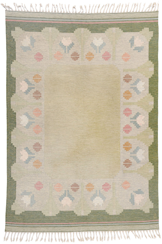 6 x 9 Anna Johanna Angstrom Vintage Swedish Rollakan Rug 79029