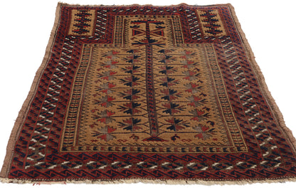 2 x 4 Antique Afghan Baluch Prayer Rug 78988