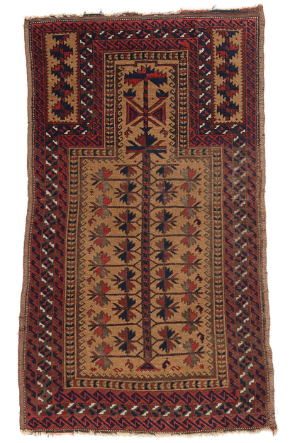 2 x 4 Antique Afghan Baluch Prayer Rug 78988