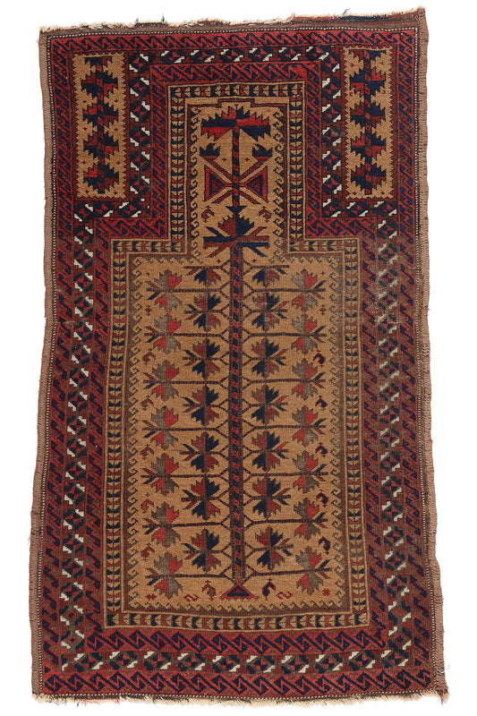 2 x 4 Antique Afghan Baluch Prayer Rug 78988
