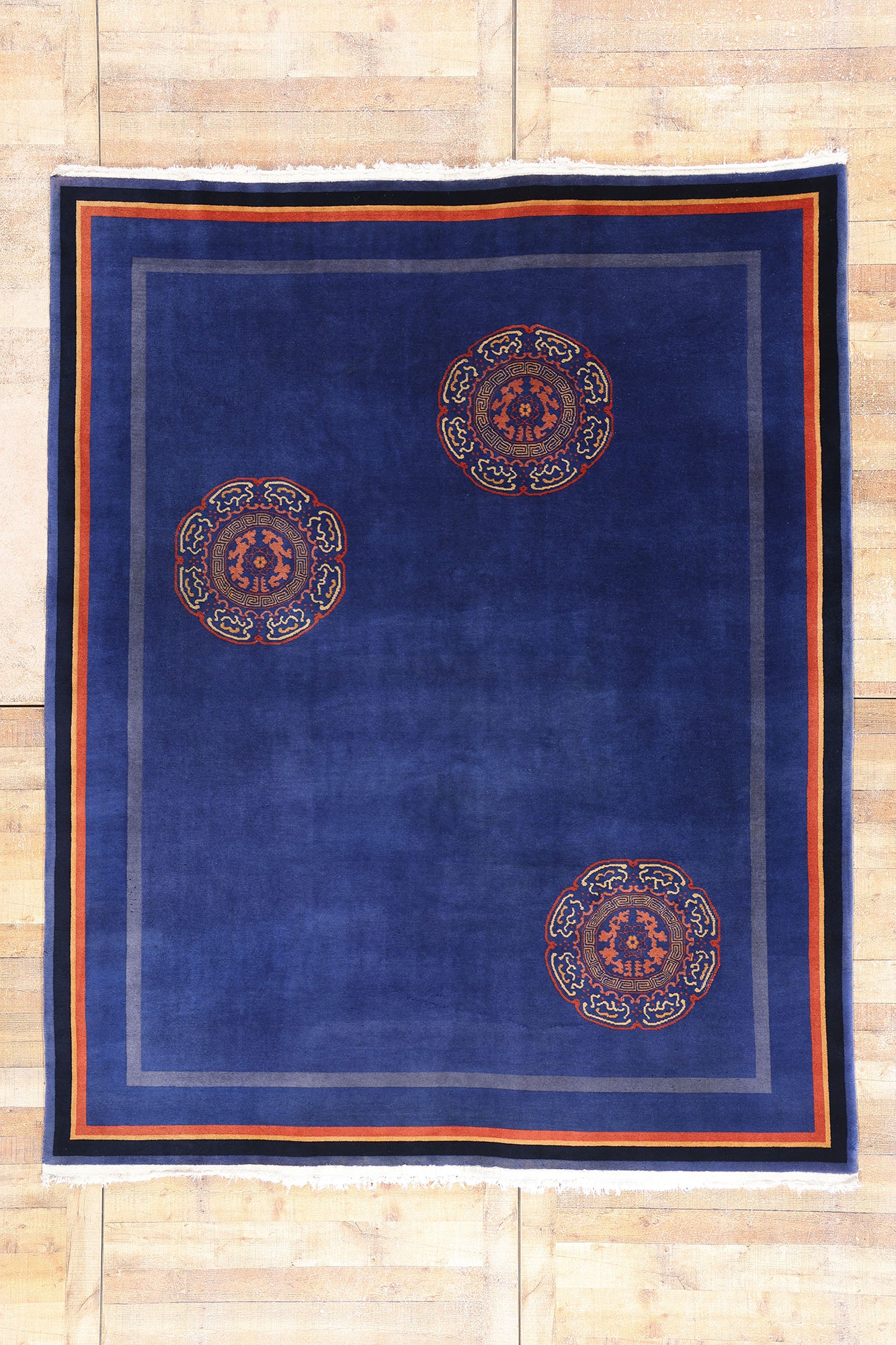 8 x 10 Antique Blue Chinese Art Deco Rug 79168