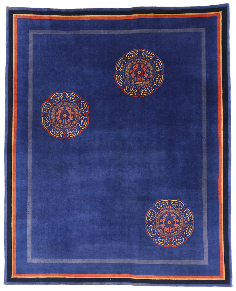 8 x 10 Antique Blue Chinese Art Deco Rug 79168