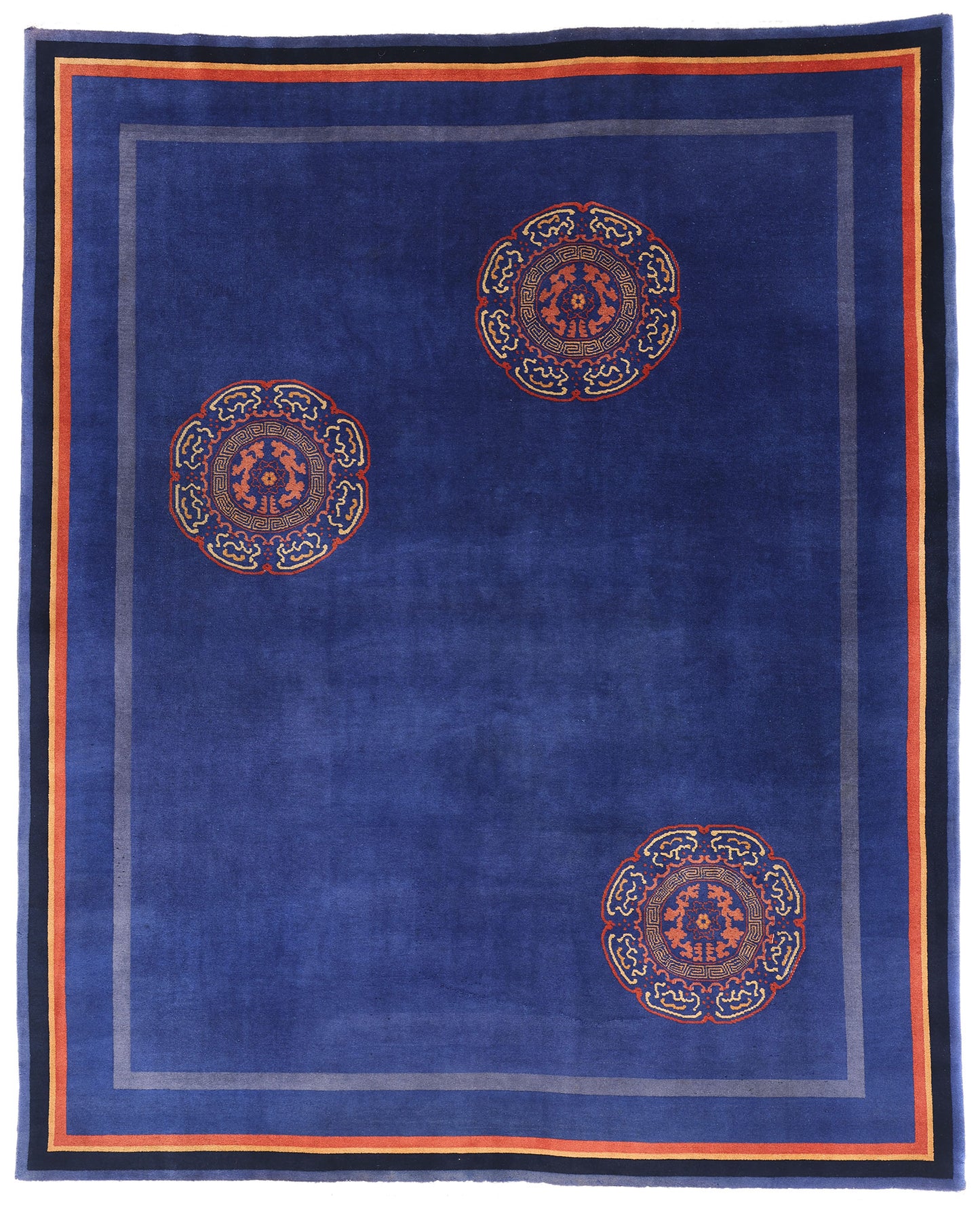 8 x 10 Antique Blue Chinese Art Deco Rug 79168