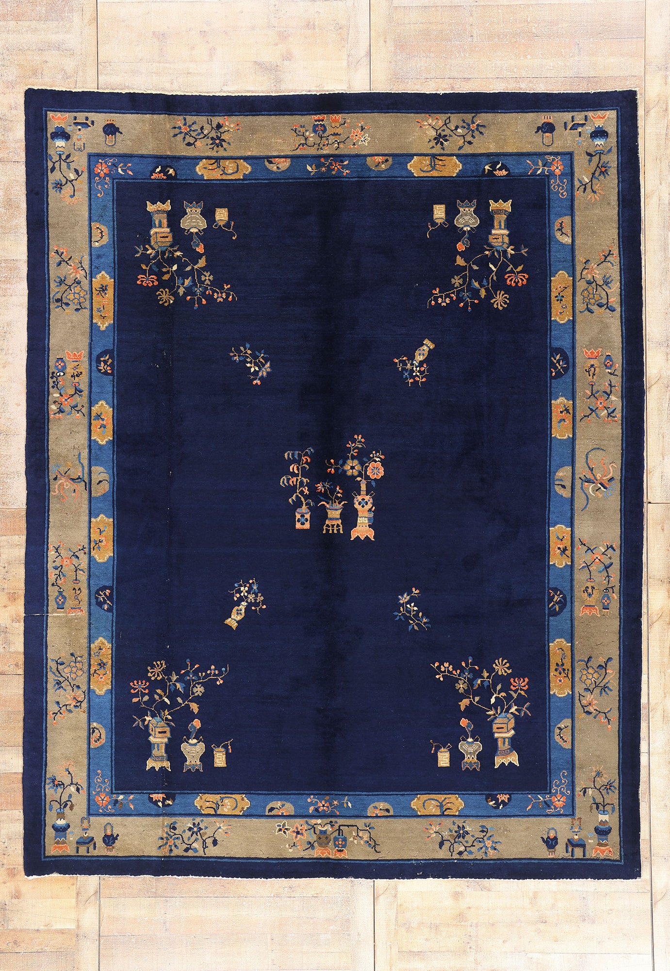 9 x 12 Blue Antique Chinese Peking Rug 77260