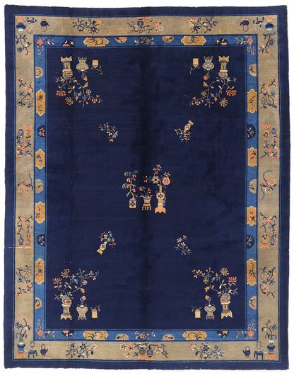 9 x 12 Blue Antique Chinese Peking Rug 77260