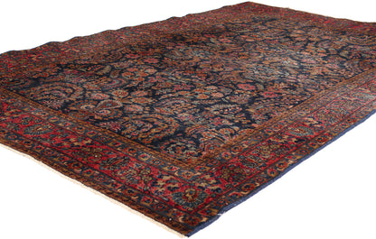 5 x 7 Navy Blue Antique Persian Sarouk Rug 79266