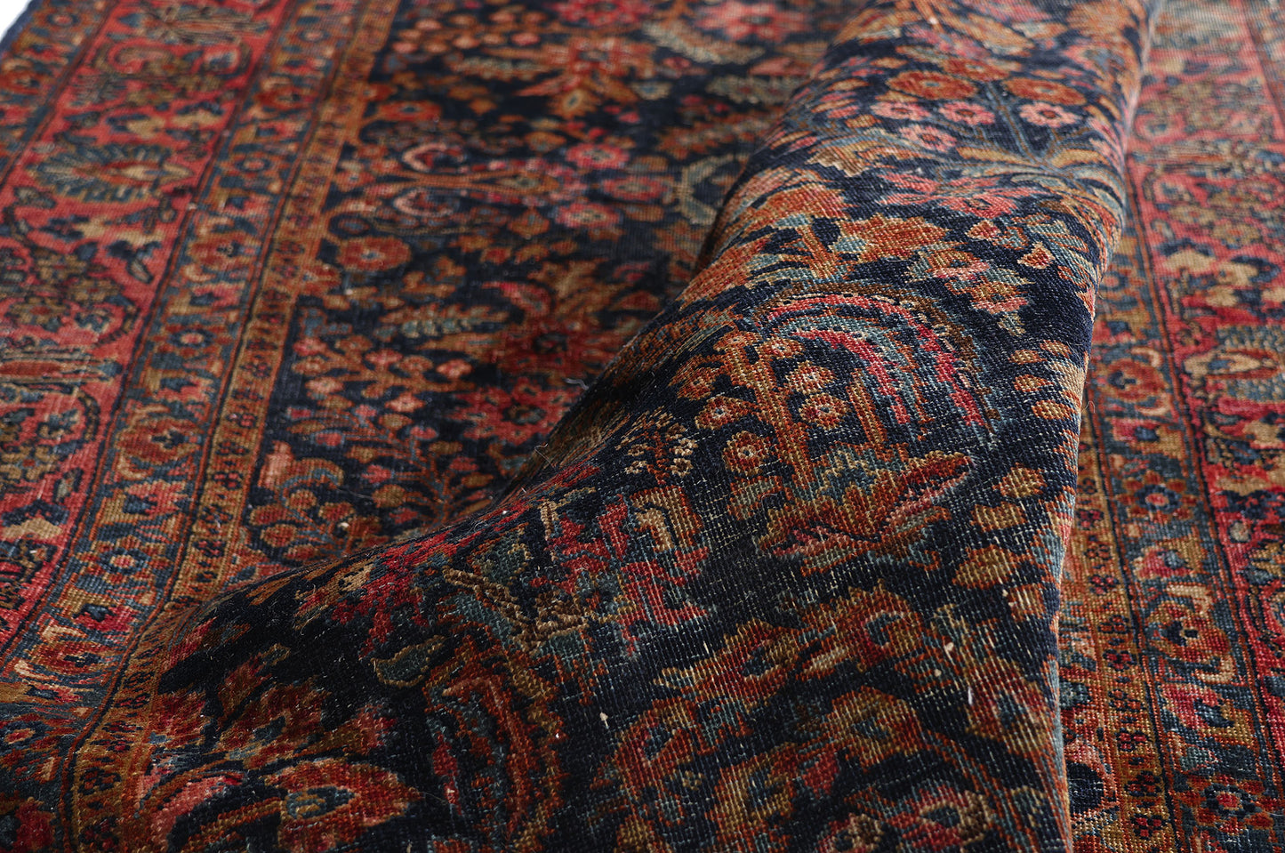 5 x 7 Navy Blue Antique Persian Sarouk Rug 79266