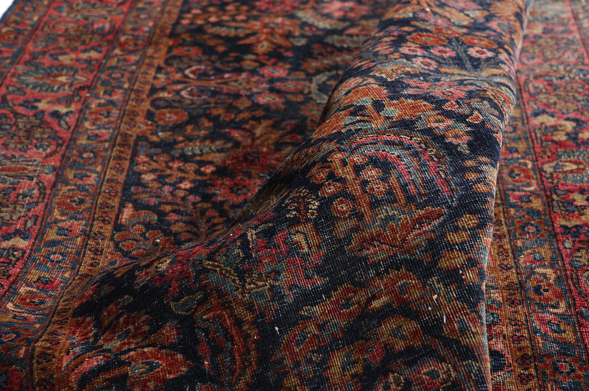 5 x 7 Navy Blue Antique Persian Sarouk Rug 79266