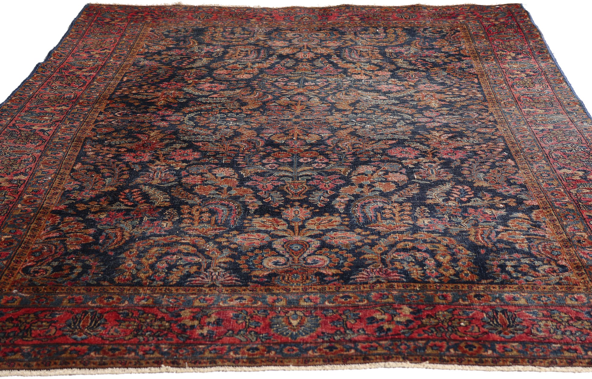 5 x 7 Navy Blue Antique Persian Sarouk Rug 79266
