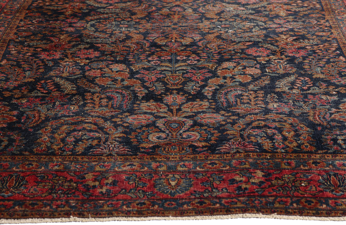 5 x 7 Navy Blue Antique Persian Sarouk Rug 79266