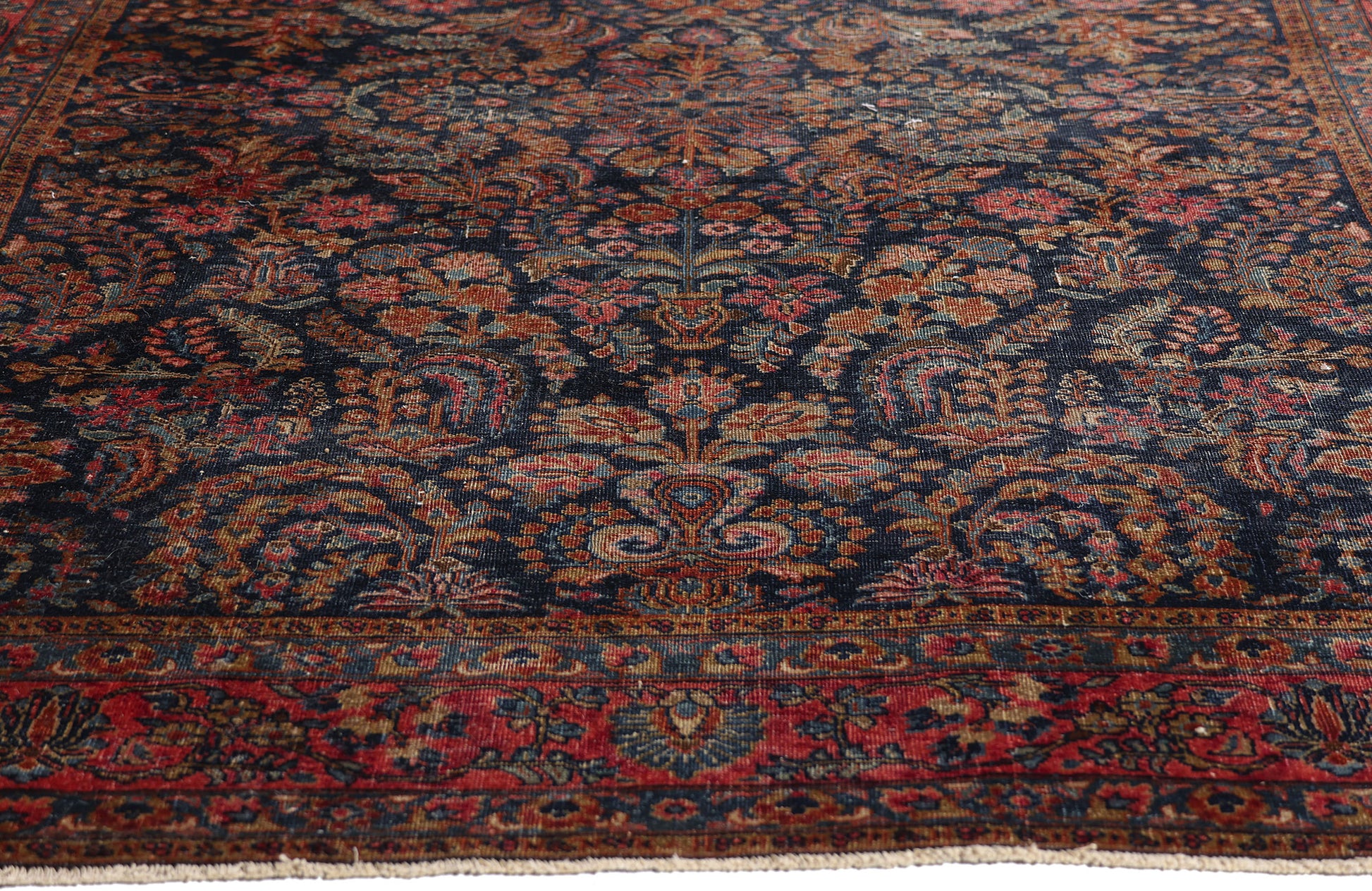 5 x 7 Navy Blue Antique Persian Sarouk Rug 79266