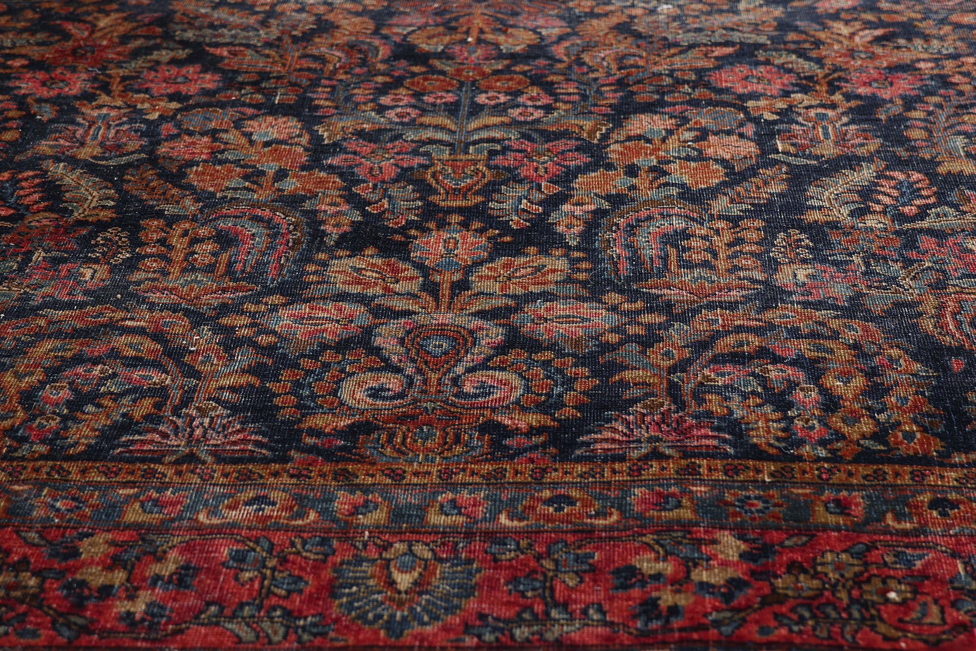 5 x 7 Navy Blue Antique Persian Sarouk Rug 79266