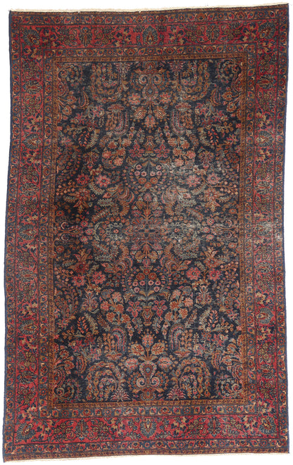 5 x 7 Navy Blue Antique Persian Sarouk Rug 79266
