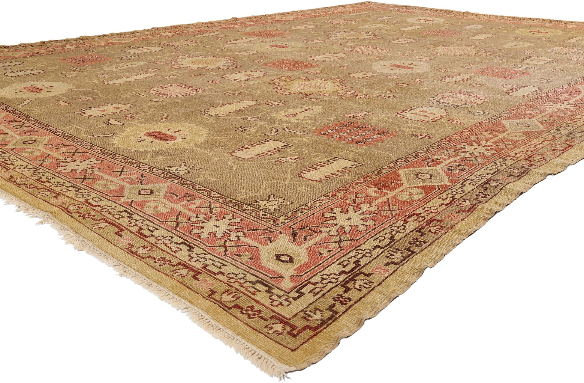 12 x 16 Brown Antique Turkish Oushak Rug 79349