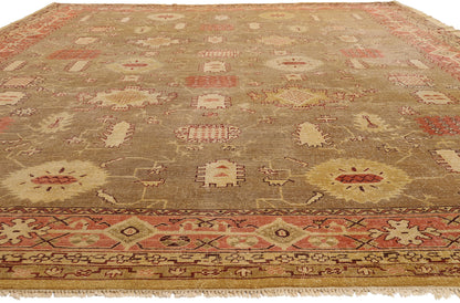 12 x 16 Brown Antique Turkish Oushak Rug 79349