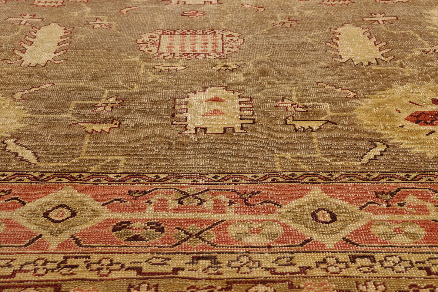 12 x 16 Brown Antique Turkish Oushak Rug 79349