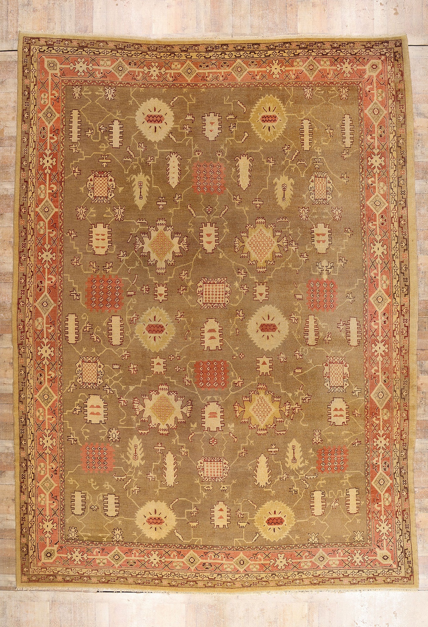12 x 16 Brown Antique Turkish Oushak Rug 79349