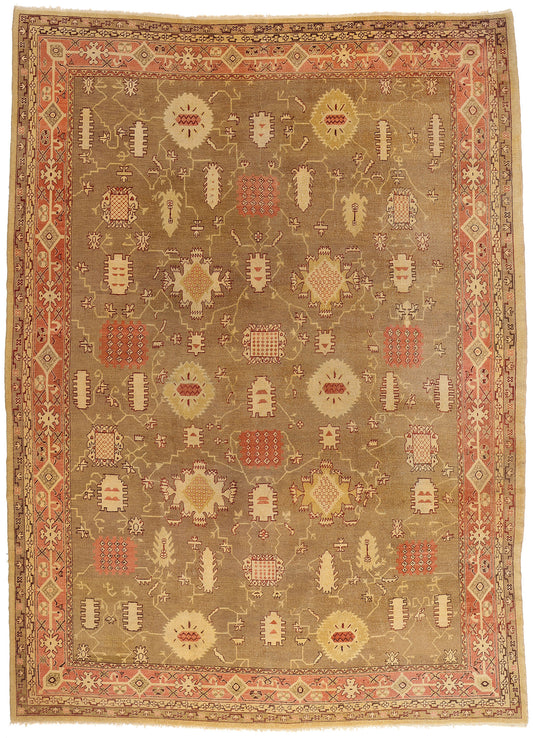 12 x 16 Brown Antique Turkish Oushak Rug 79349