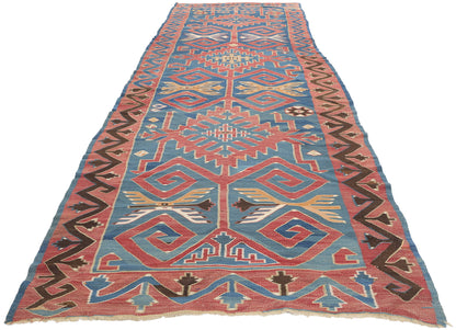 4 x 14 Antique Caucasian Avar Kilim Rug 78945
