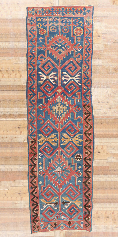 4 x 14 Antique Caucasian Avar Kilim Rug 78945