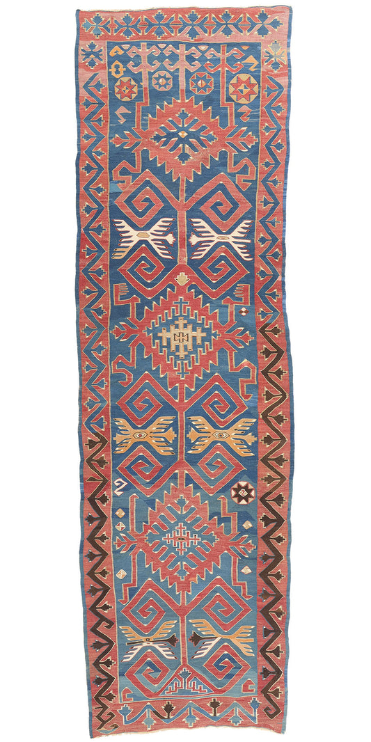 4 x 14 Antique Caucasian Avar Kilim Rug 78945