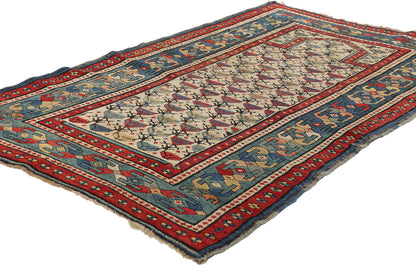 3 x 5 Ivory Antique Caucasian Shirvan Prayer Rug 79325
