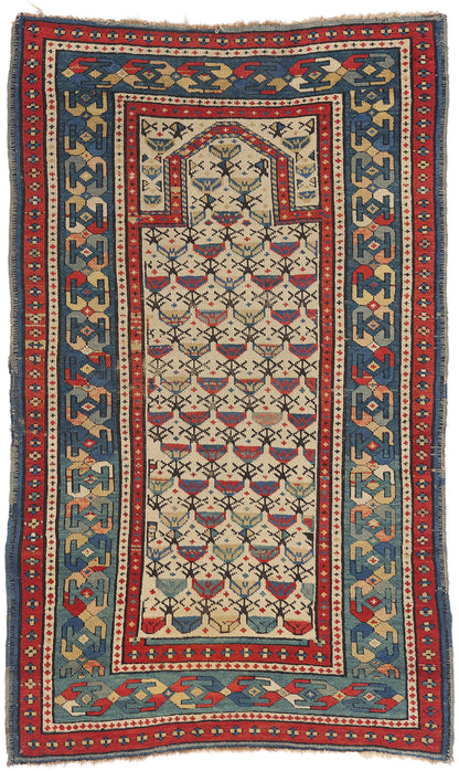 3 x 5 Ivory Antique Caucasian Shirvan Prayer Rug 79325