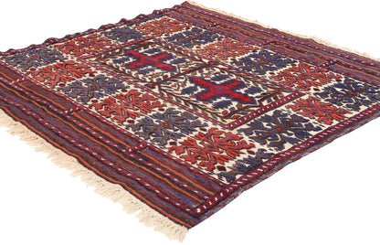 4 x 4 Antique Caucasian Soumak Rug 79092