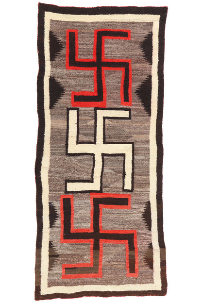 3 x 8 Antique Crystal Whirling Log Navajo Rug 78928