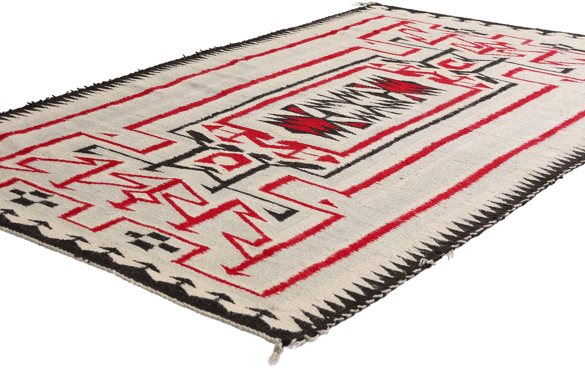4 x 6 Ivory Antique Crystal Navajo Rug 79297