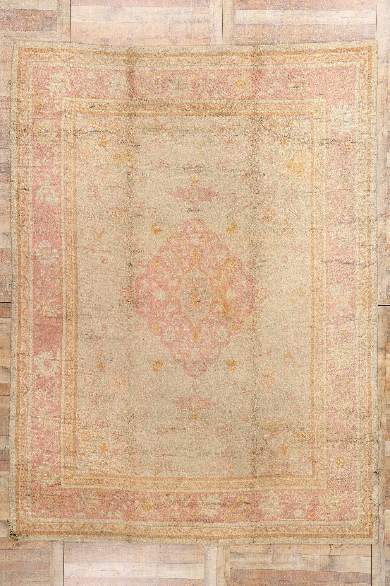 10 x 13 - Green Antique European Oushak Rug - 74018