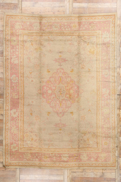 10 x 13 - Green Antique European Oushak Rug - 74018