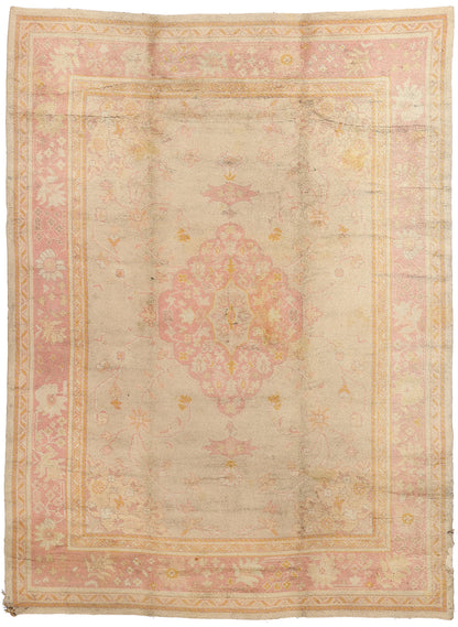 10 x 13 - Green Antique European Oushak Rug - 74018
