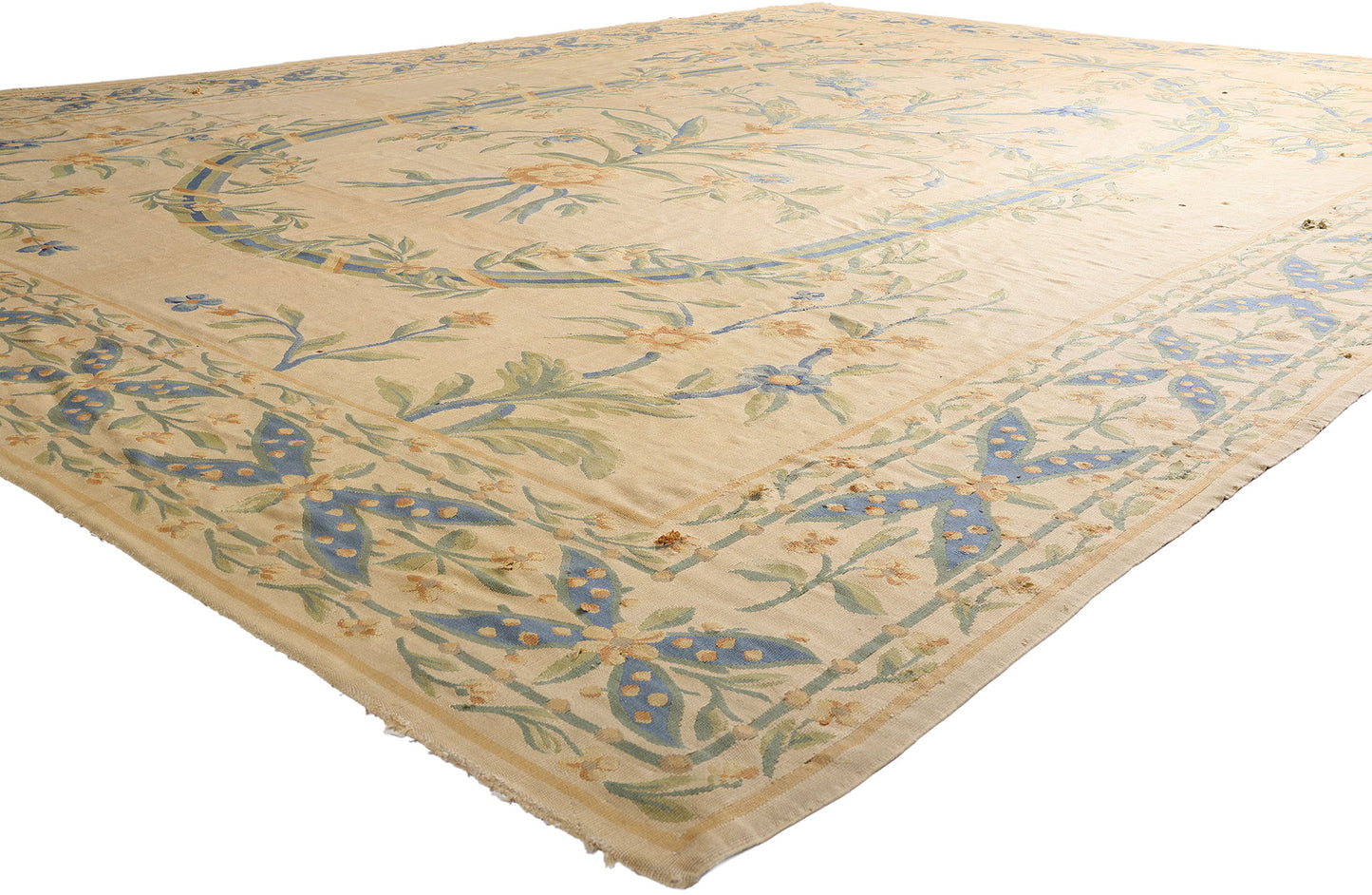 12 x 17 Antique French Aubusson Rug 79292