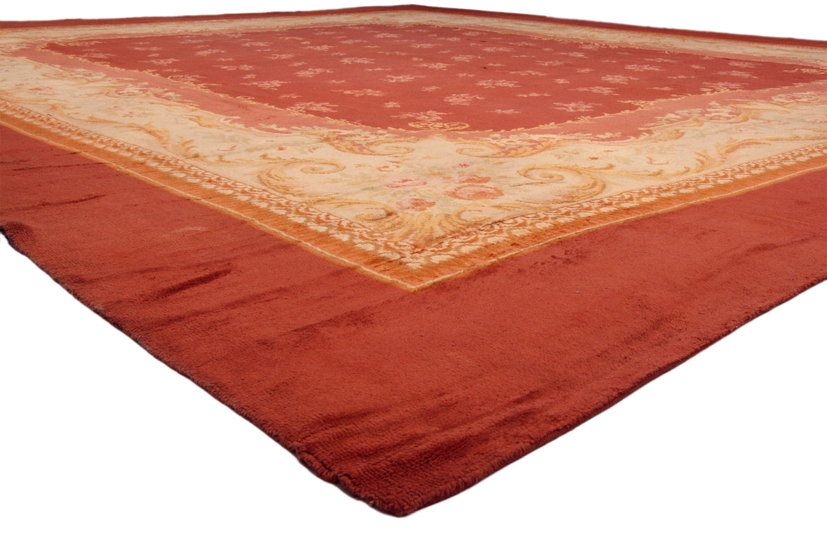 17 x 21 - Rust Antique French Savonnerie Rug - 73397