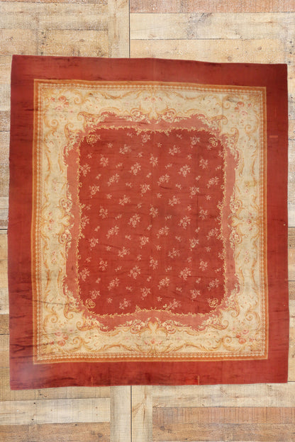 17 x 21 - Rust Antique French Savonnerie Rug - 73397